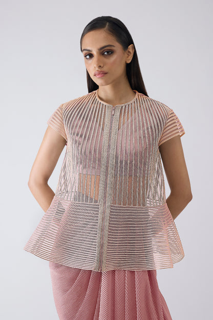 Metallic Corded Cape And Skirt