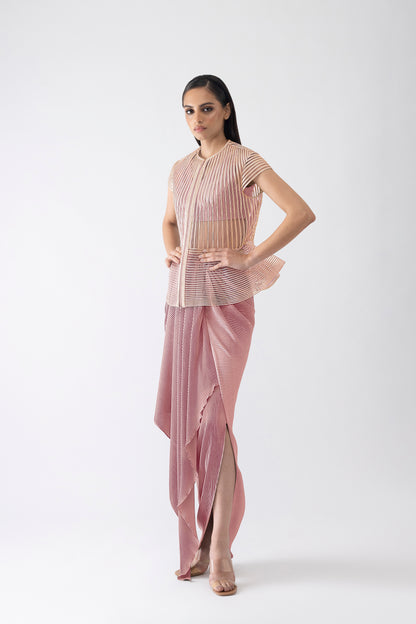 Metallic Corded Cape And Skirt
