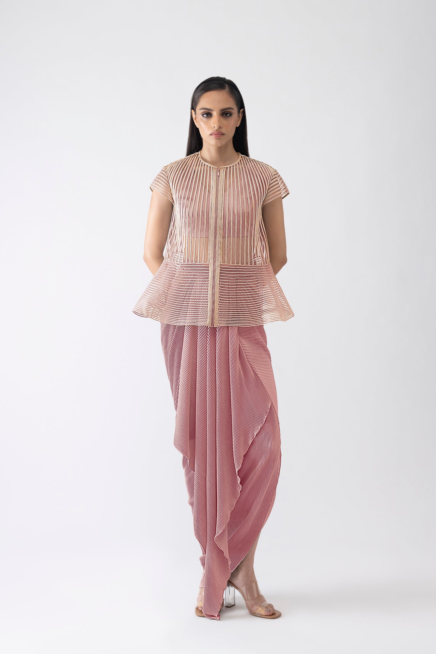 Metallic Corded Cape And Skirt