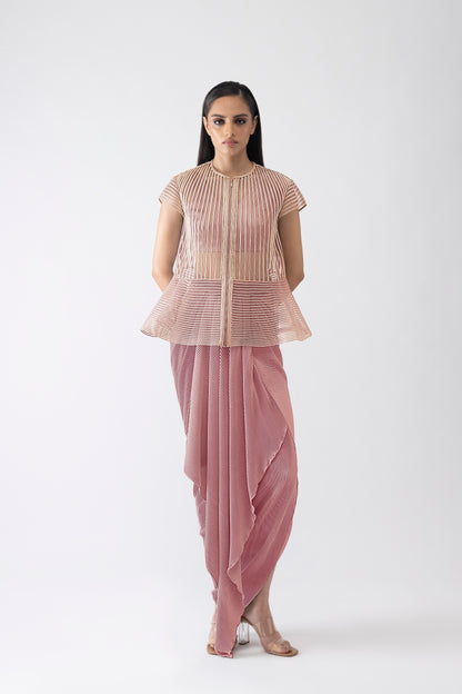 Metallic Corded Cape And Skirt