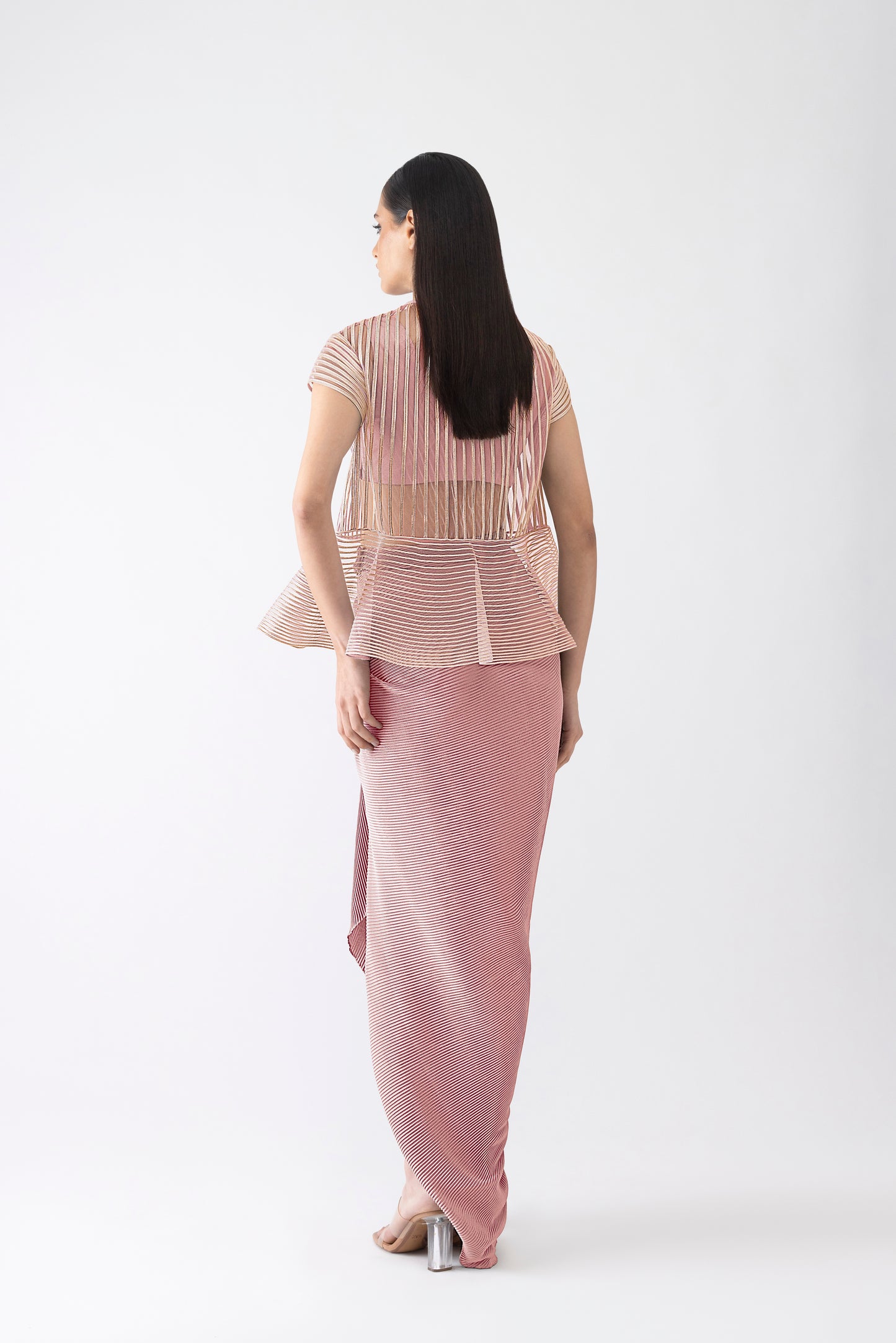 Metallic Corded Cape And Skirt