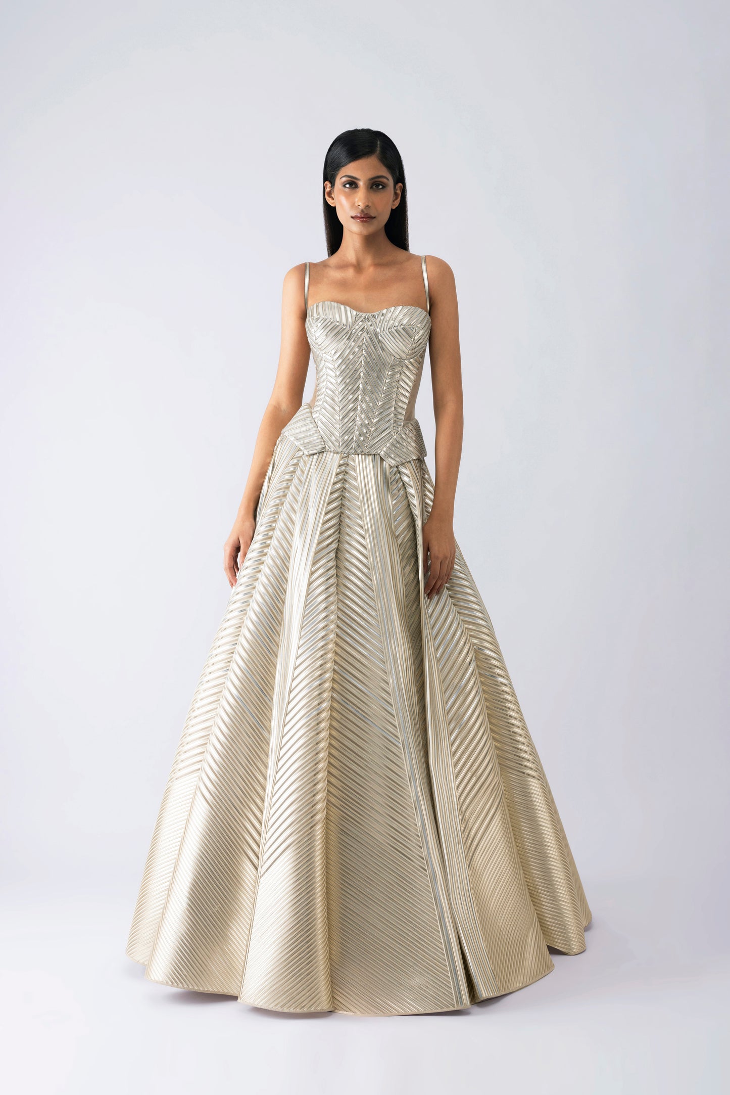 Metallic Structured Corset And Skirt