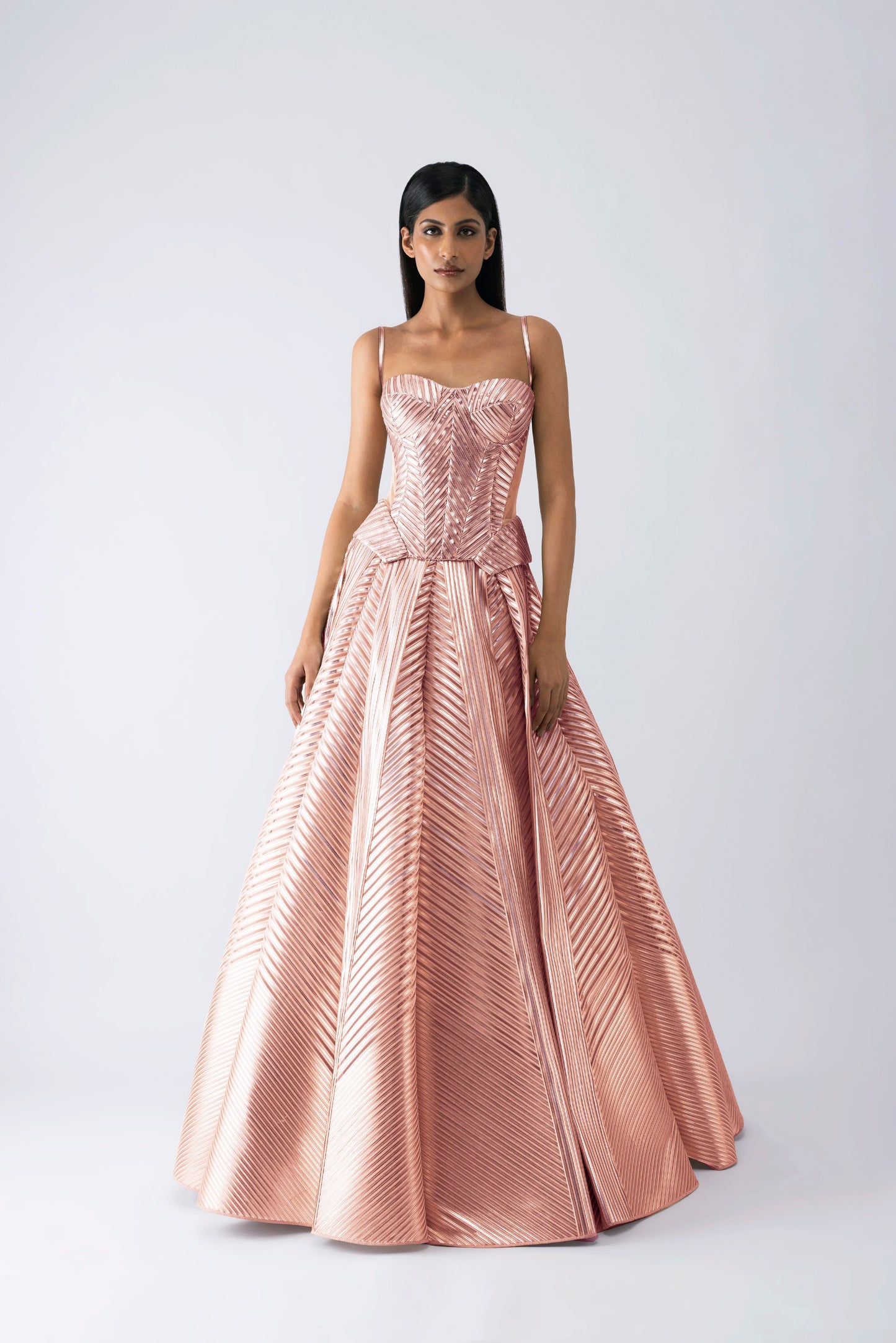 Metallic Structured Corset And Skirt