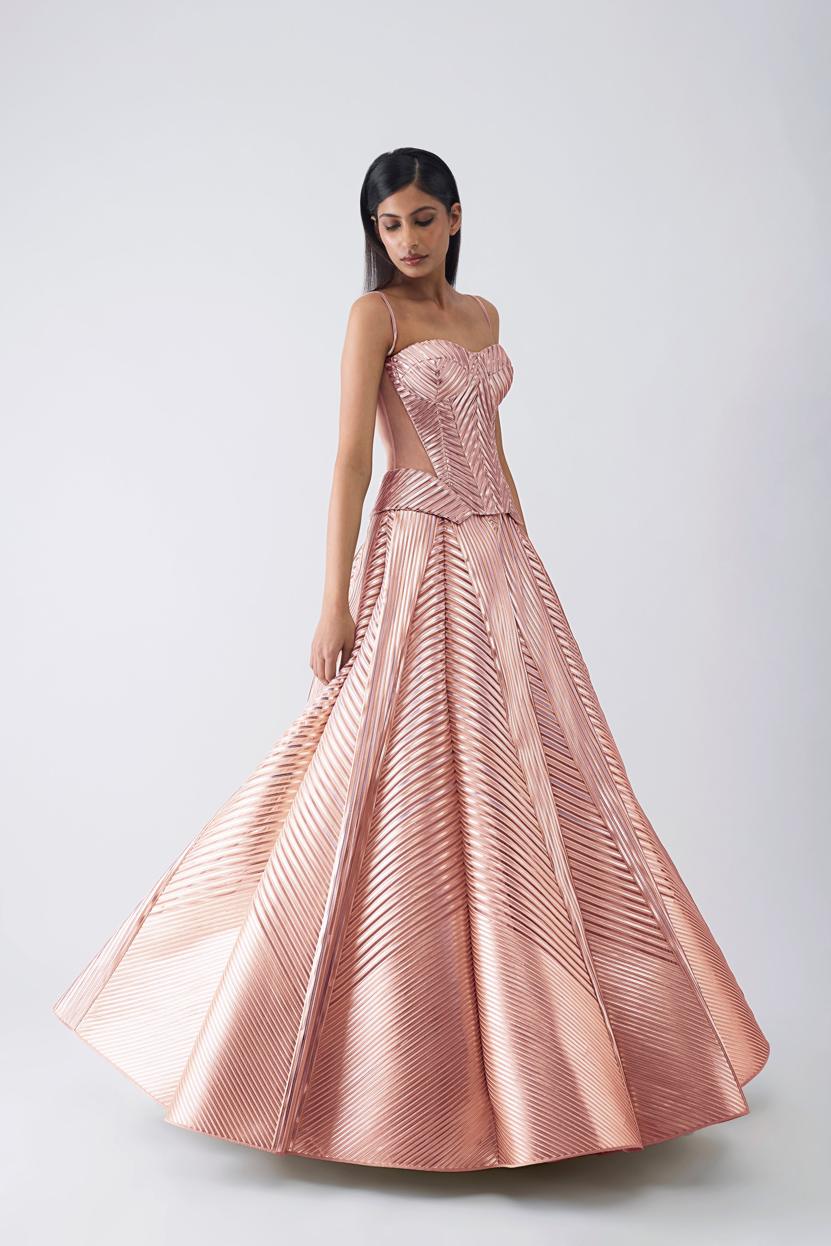 Metallic Structured Corset And Skirt