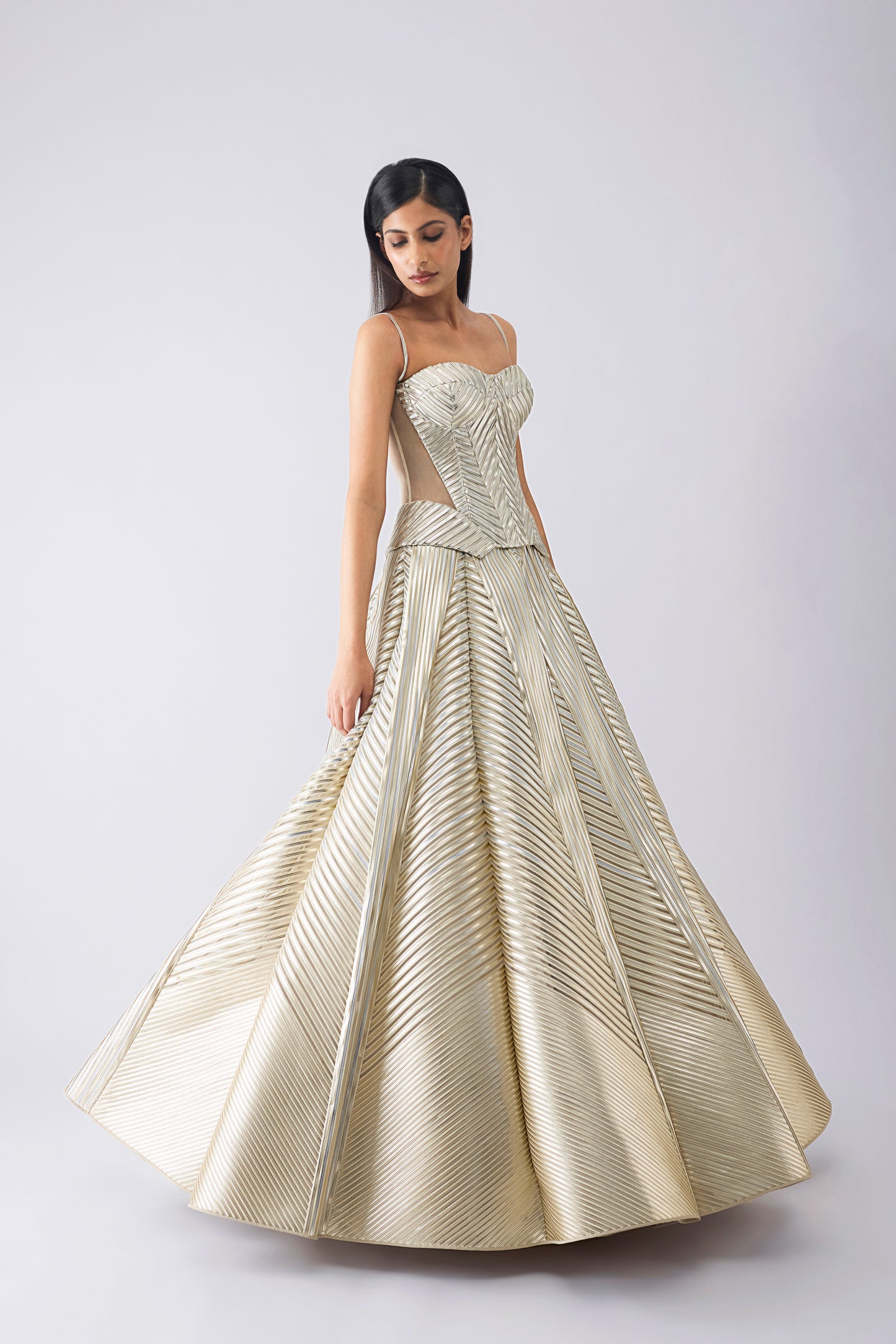 Metallic Structured Corset And Skirt