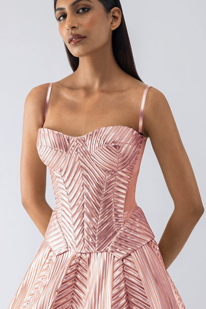 Metallic Structured Corset And Skirt