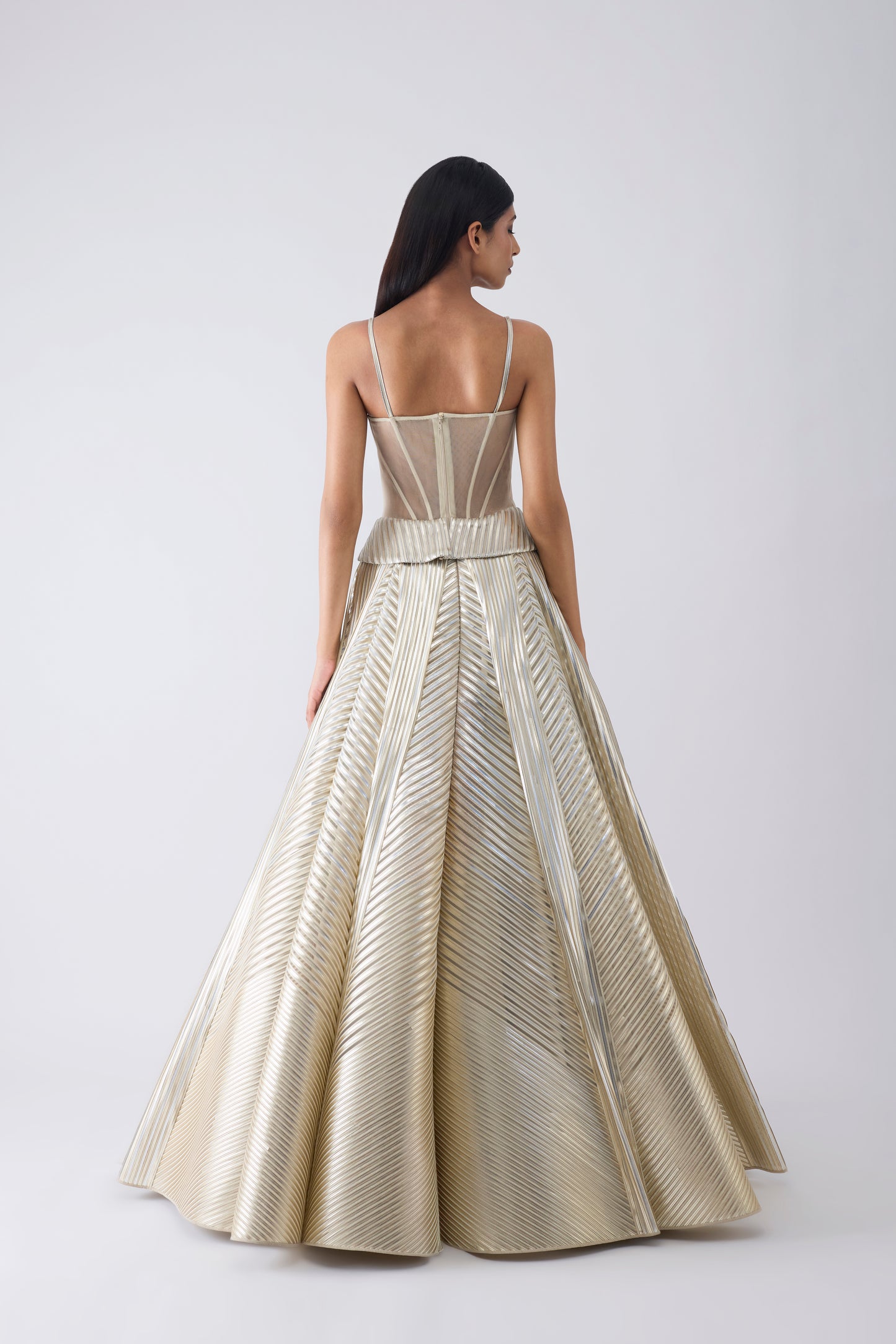 Metallic Structured Corset And Skirt