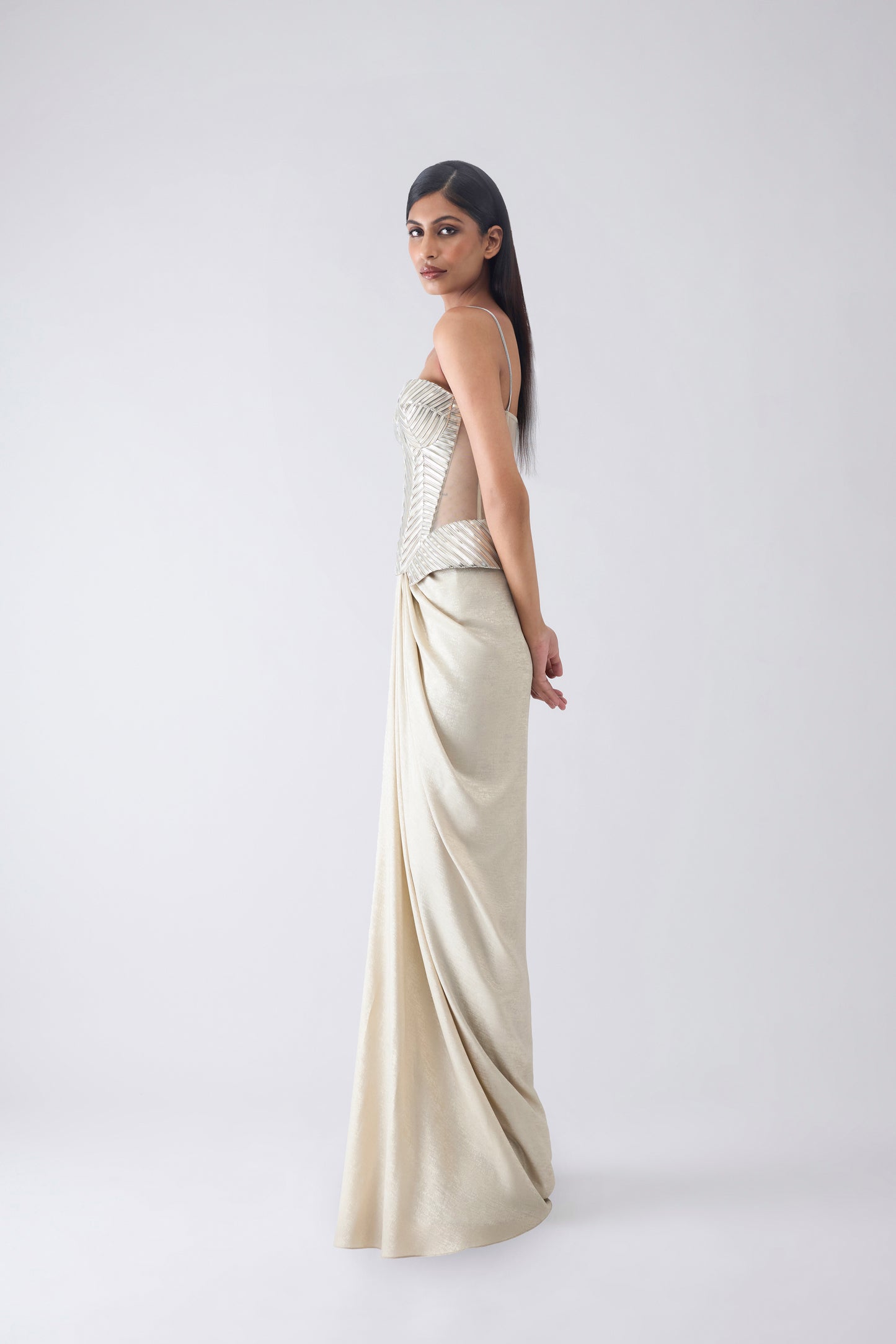 Metallic Structured Corset And Skirt