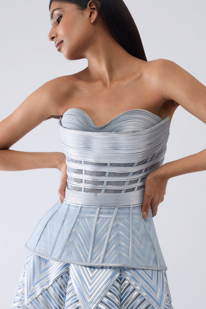 Metallic Structured Corset And Skirt