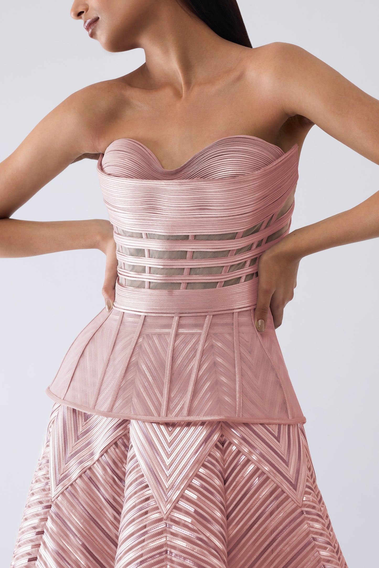 Metallic Structured Corset And Skirt