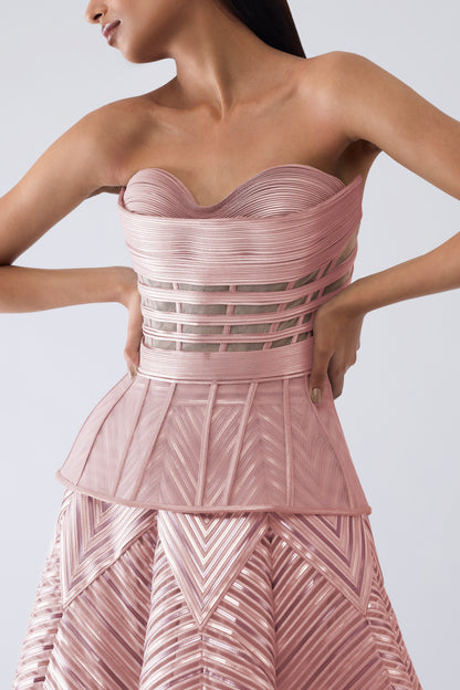 Metallic Structured Corset And Skirt