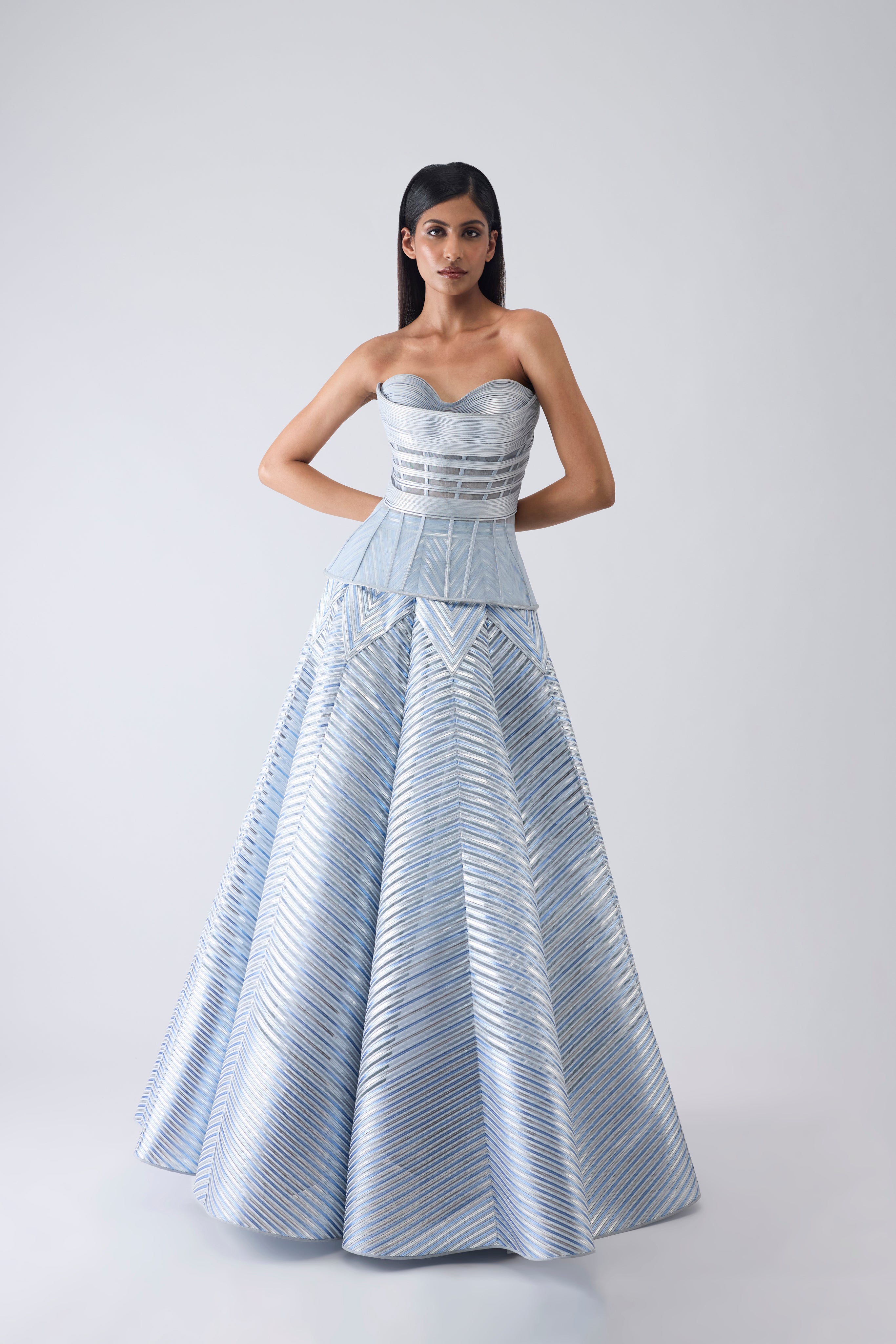 Metallic Structured Corset And Skirt