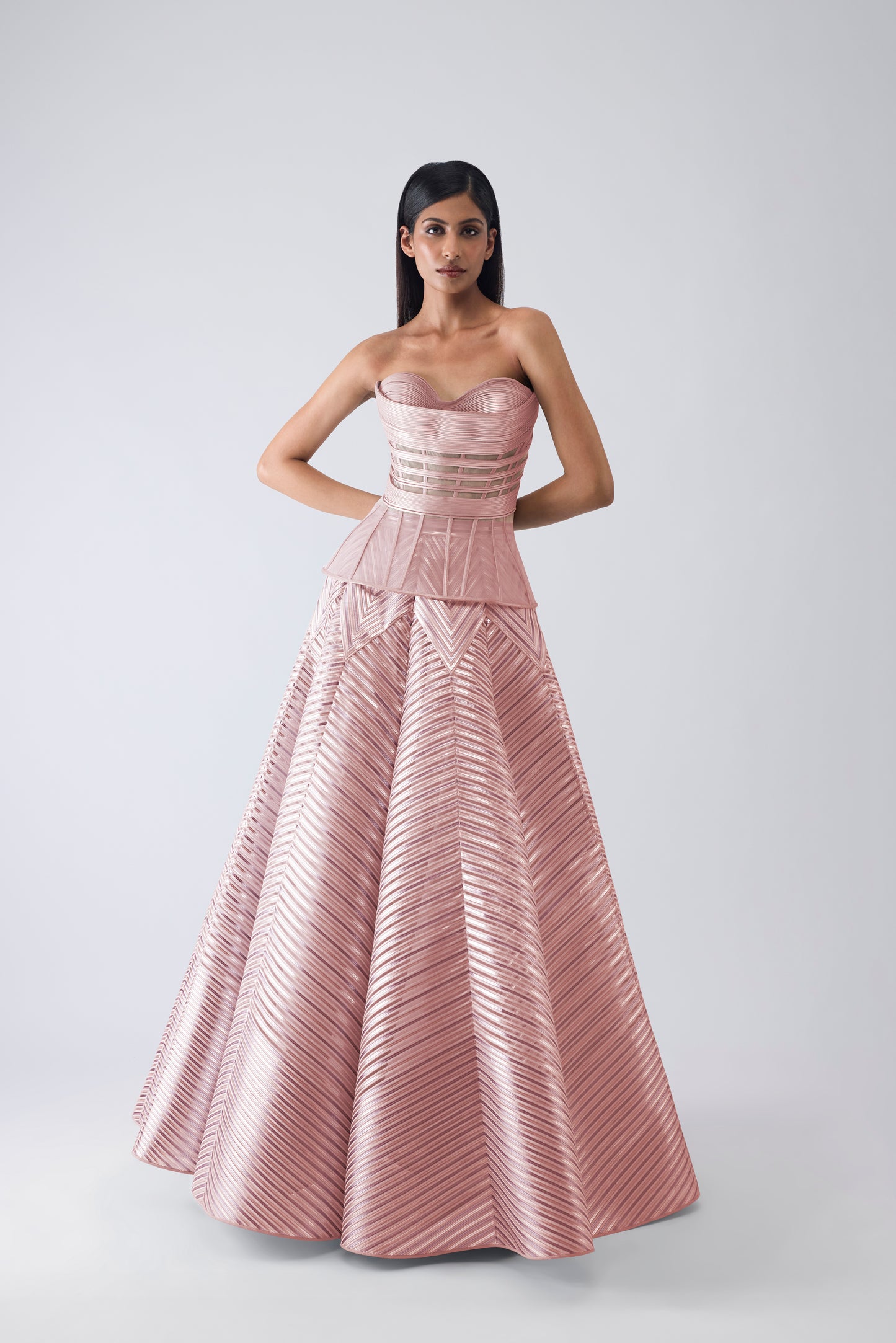 Metallic Structured Corset And Skirt