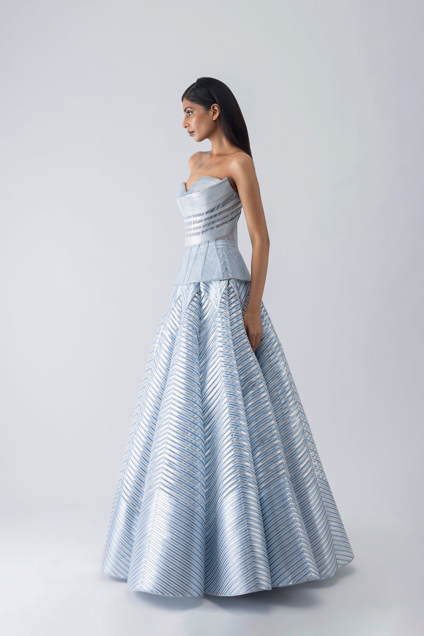 Metallic Structured Corset And Skirt