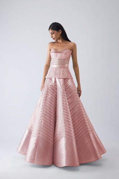 Metallic Structured Corset And Skirt