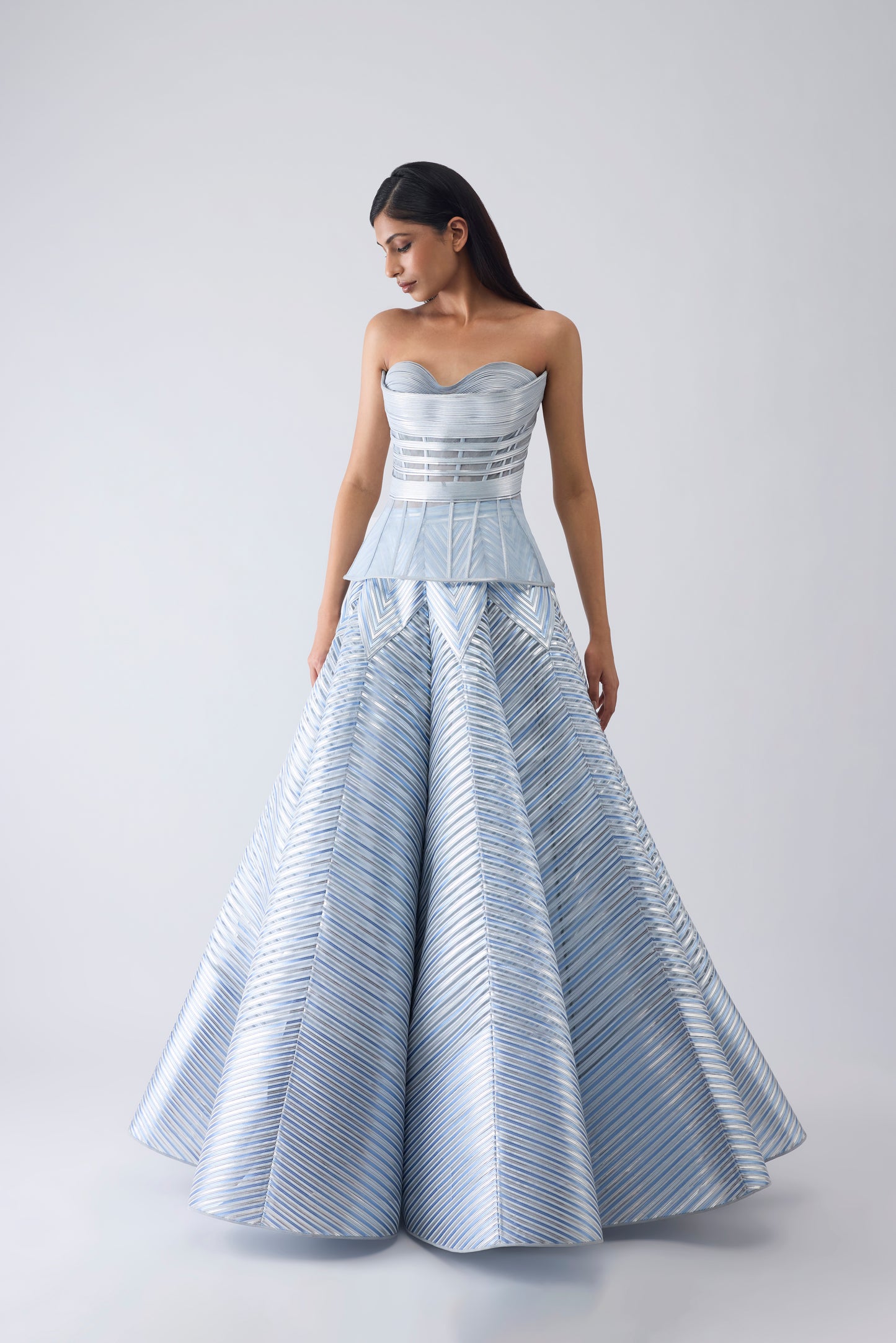 Metallic Structured Corset And Skirt