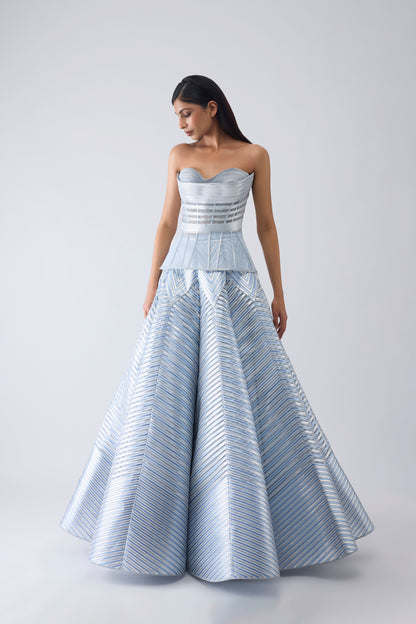 Metallic Structured Corset And Skirt