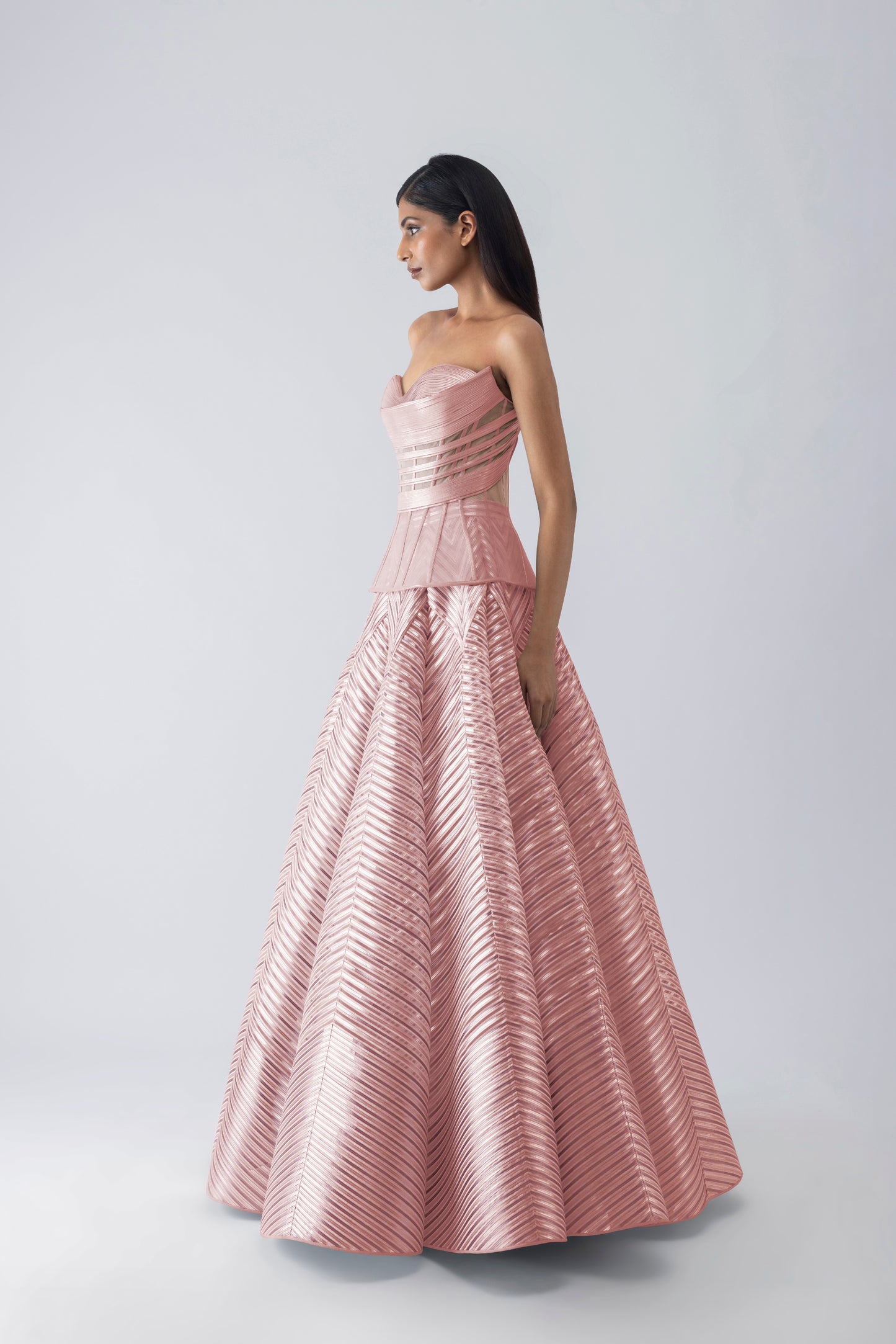 Metallic Structured Corset And Skirt