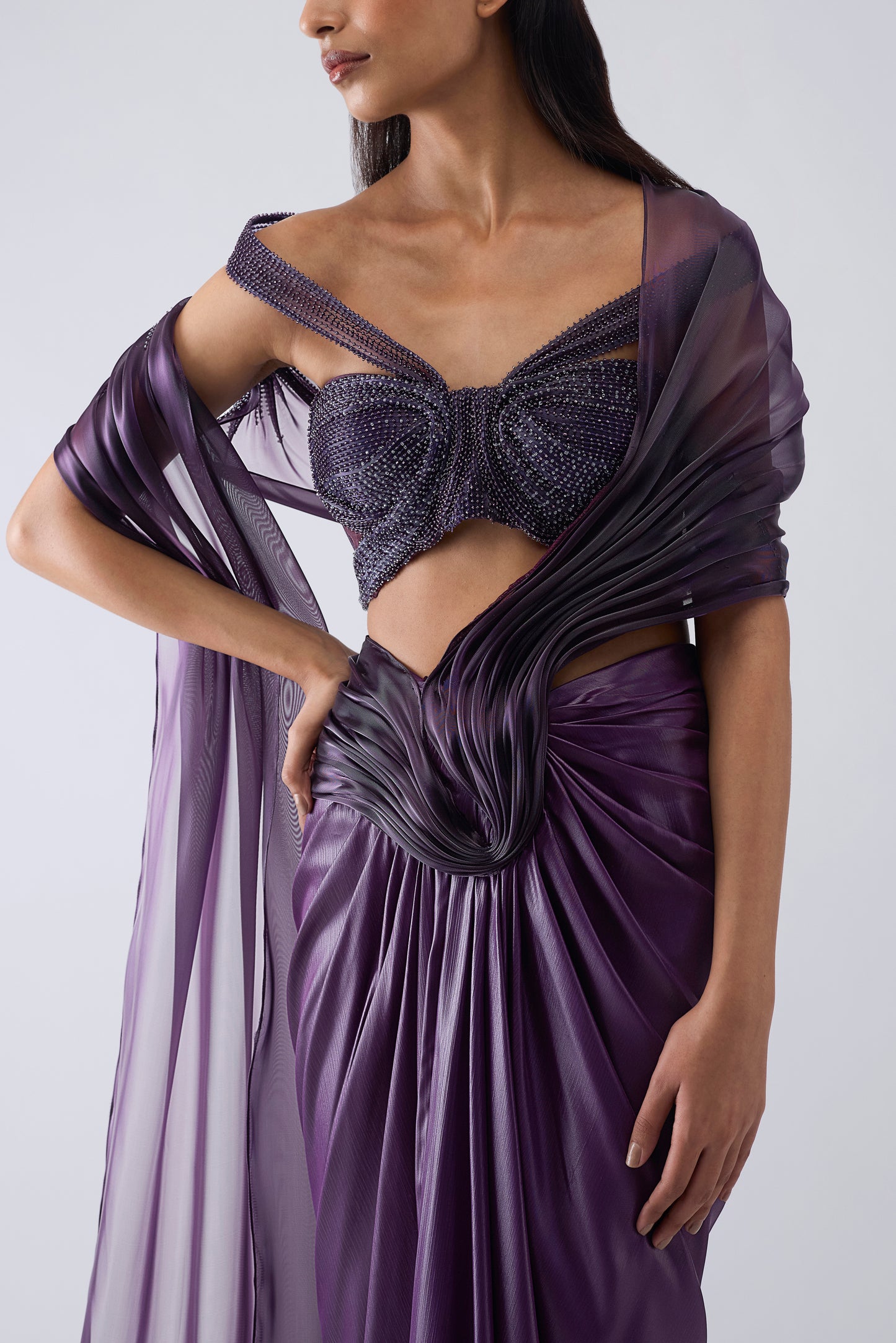 Micro-Beaded Draped Saree
