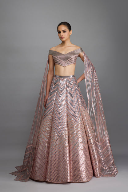 Metallic Structured Top With Wings And Skirt