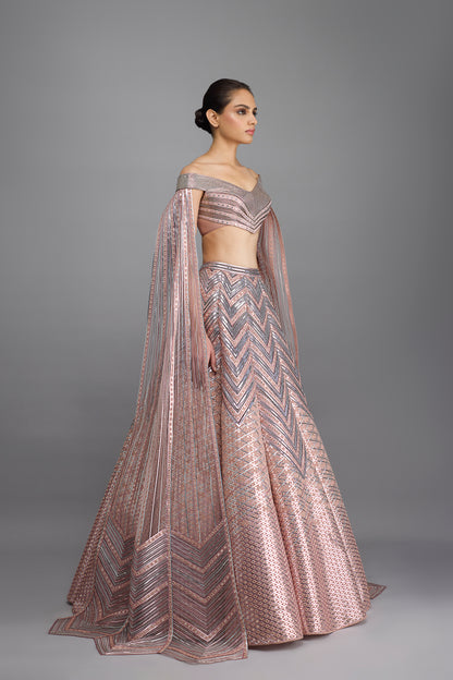 Metallic Structured Top With Wings And Skirt
