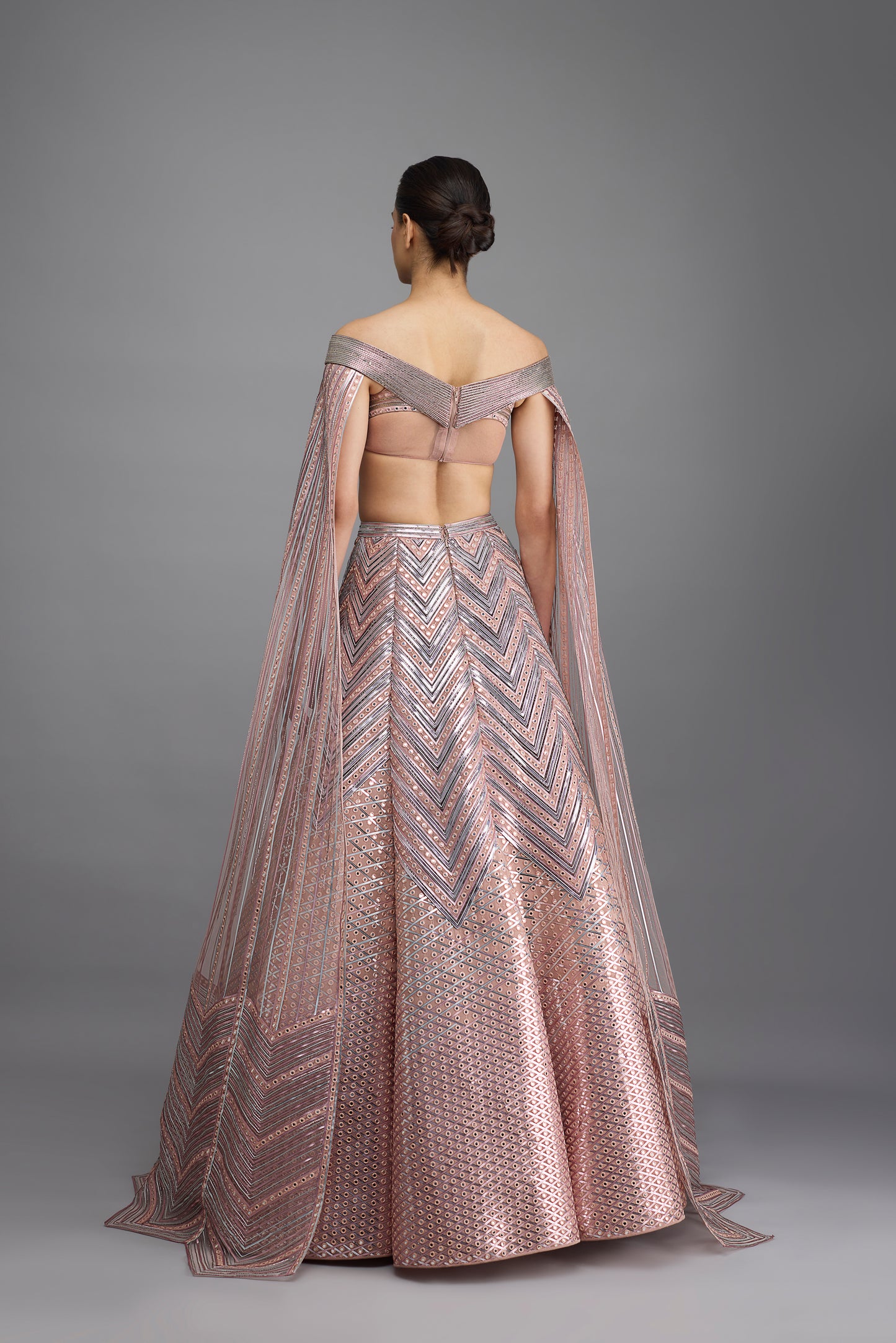 Metallic Structured Top With Wings And Skirt