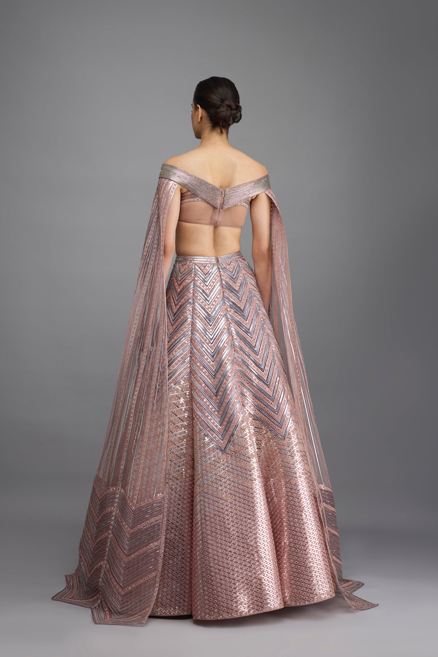 Metallic Structured Top With Wings And Skirt