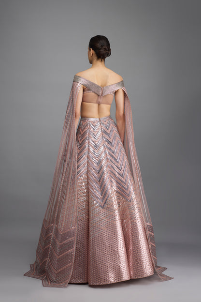 Metallic Structured Top With Wings And Skirt
