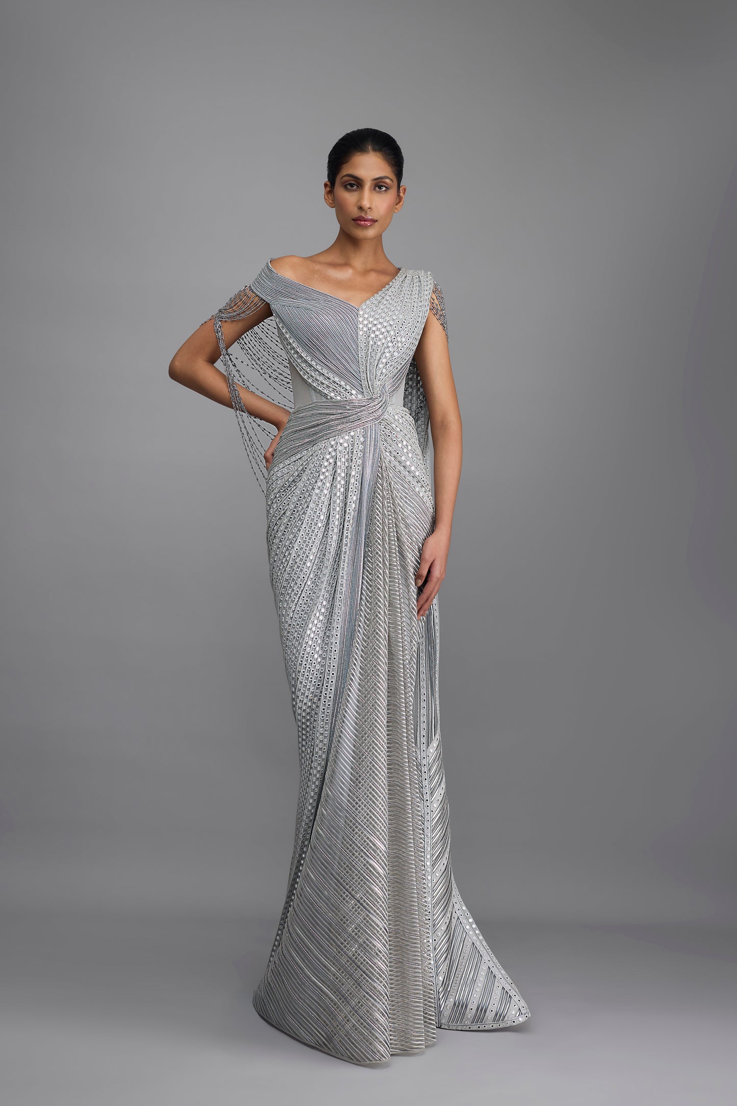 Draped Mirrorwork Saree