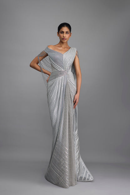 Draped Mirrorwork Saree