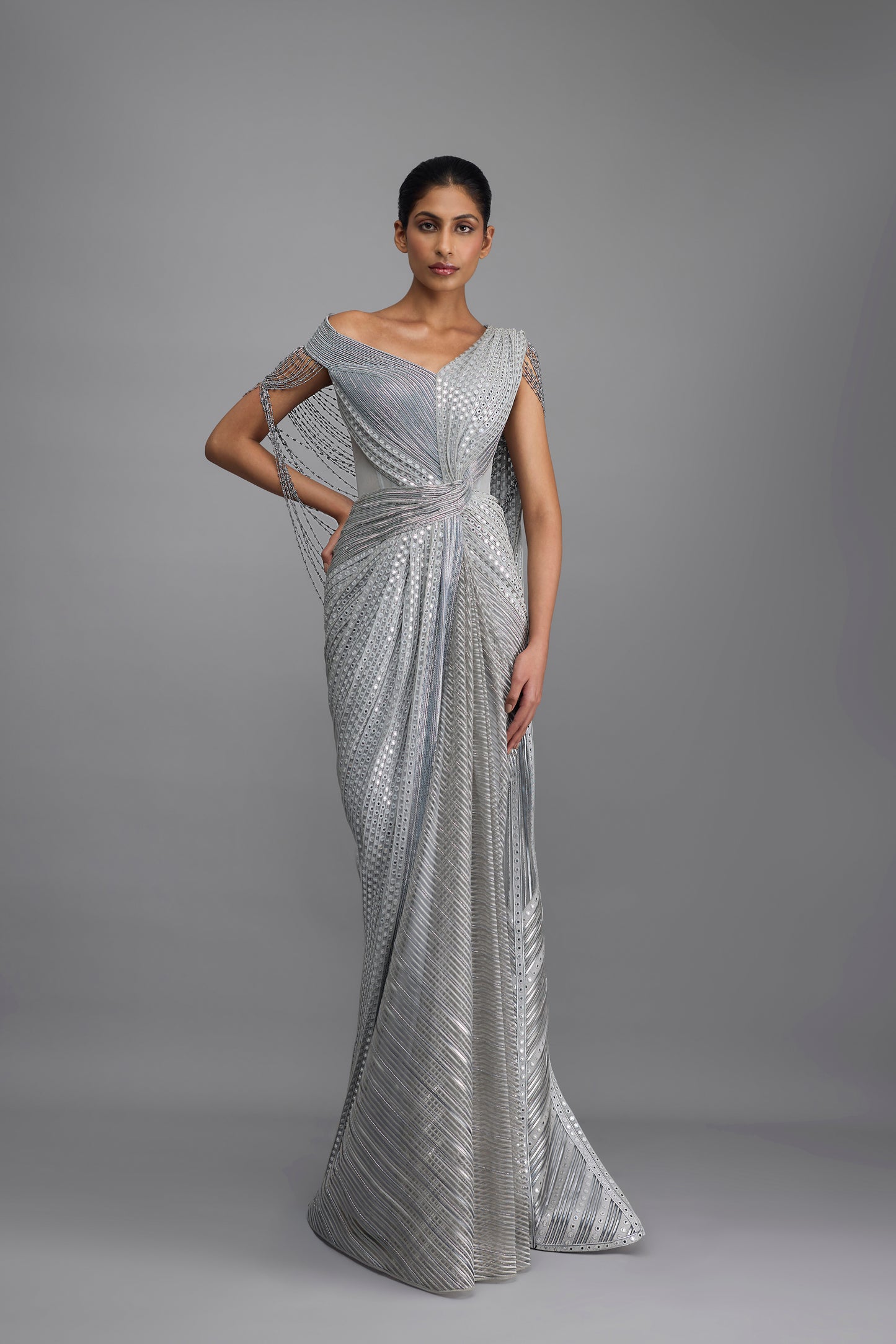 Draped Mirrorwork Saree
