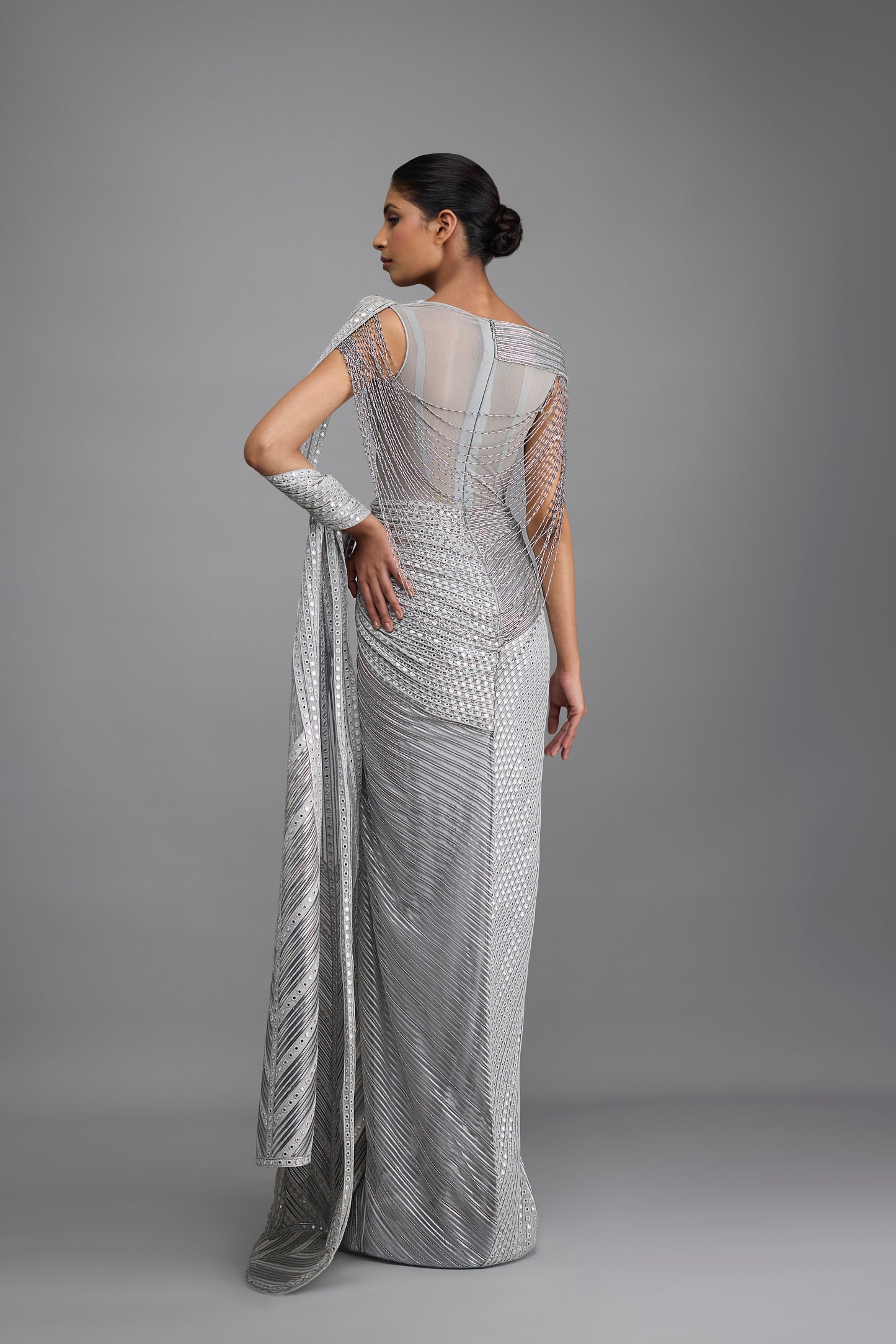 Draped Mirrorwork Saree