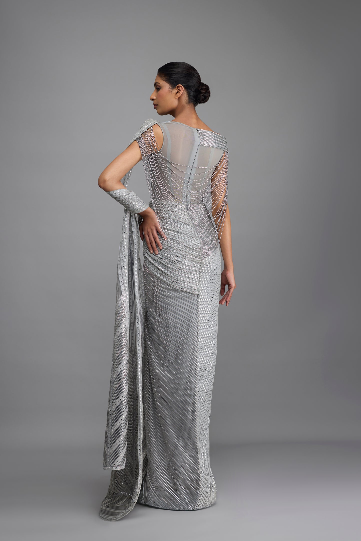 Draped Mirrorwork Saree