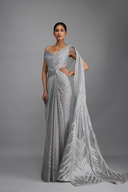 Draped Mirrorwork Saree