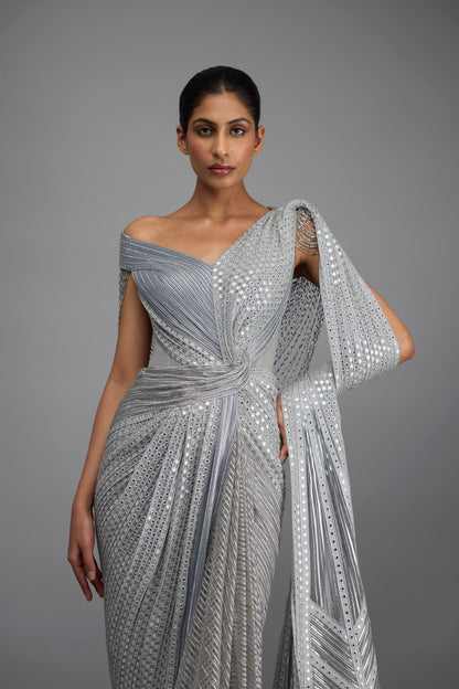 Draped Mirrorwork Saree