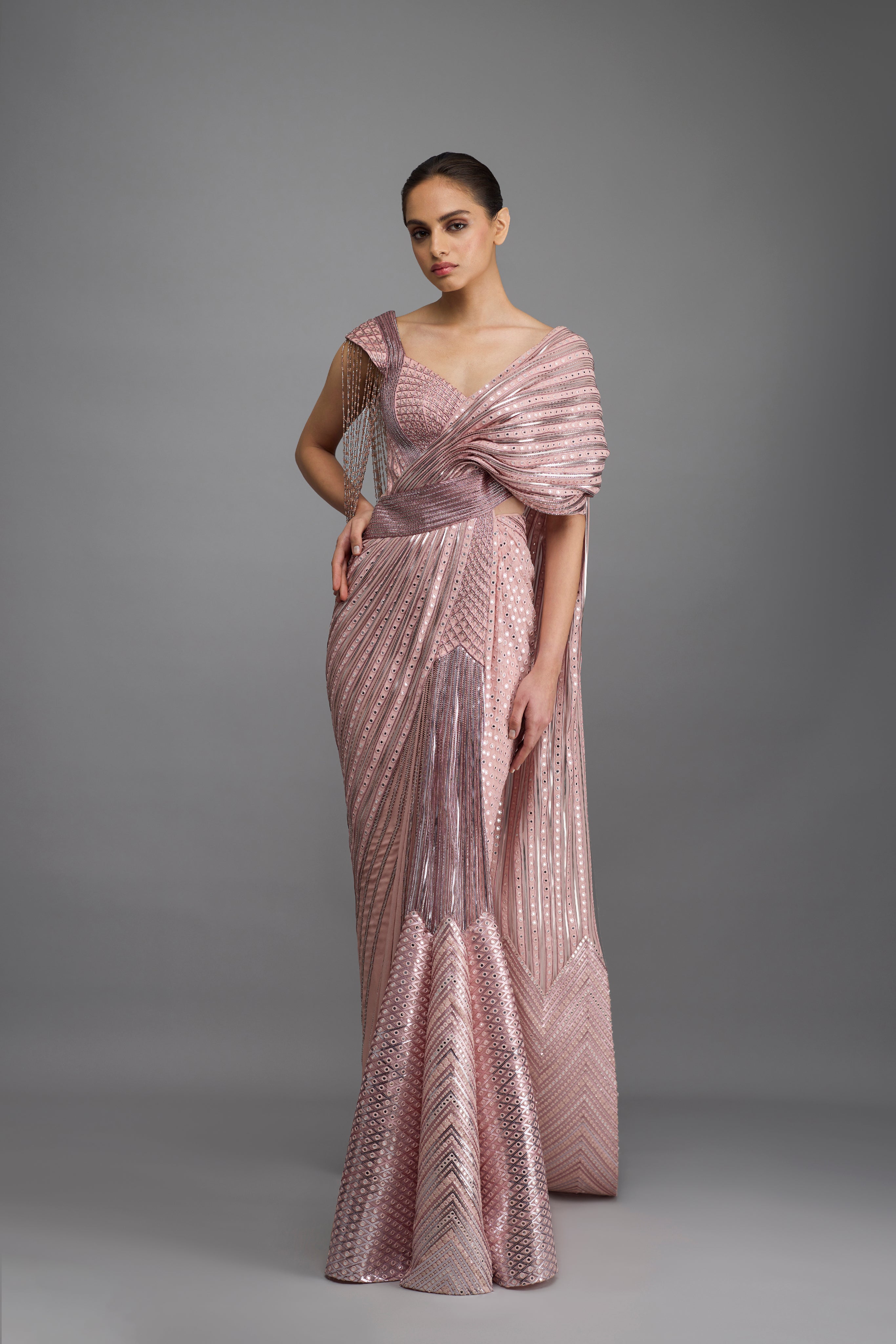 Draped Mirrorwork Saree