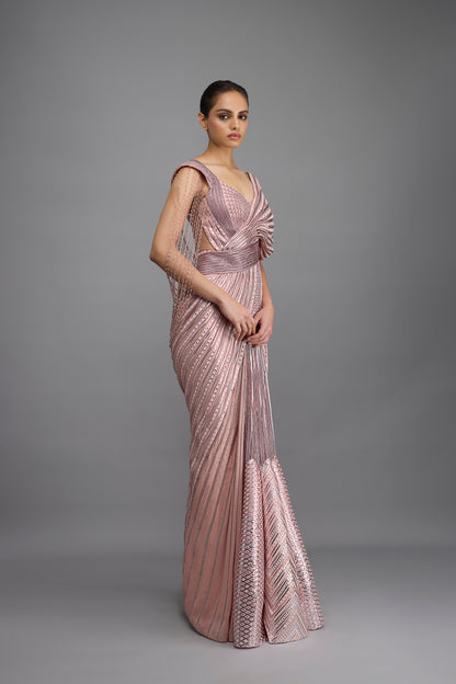 Draped Mirrorwork Saree