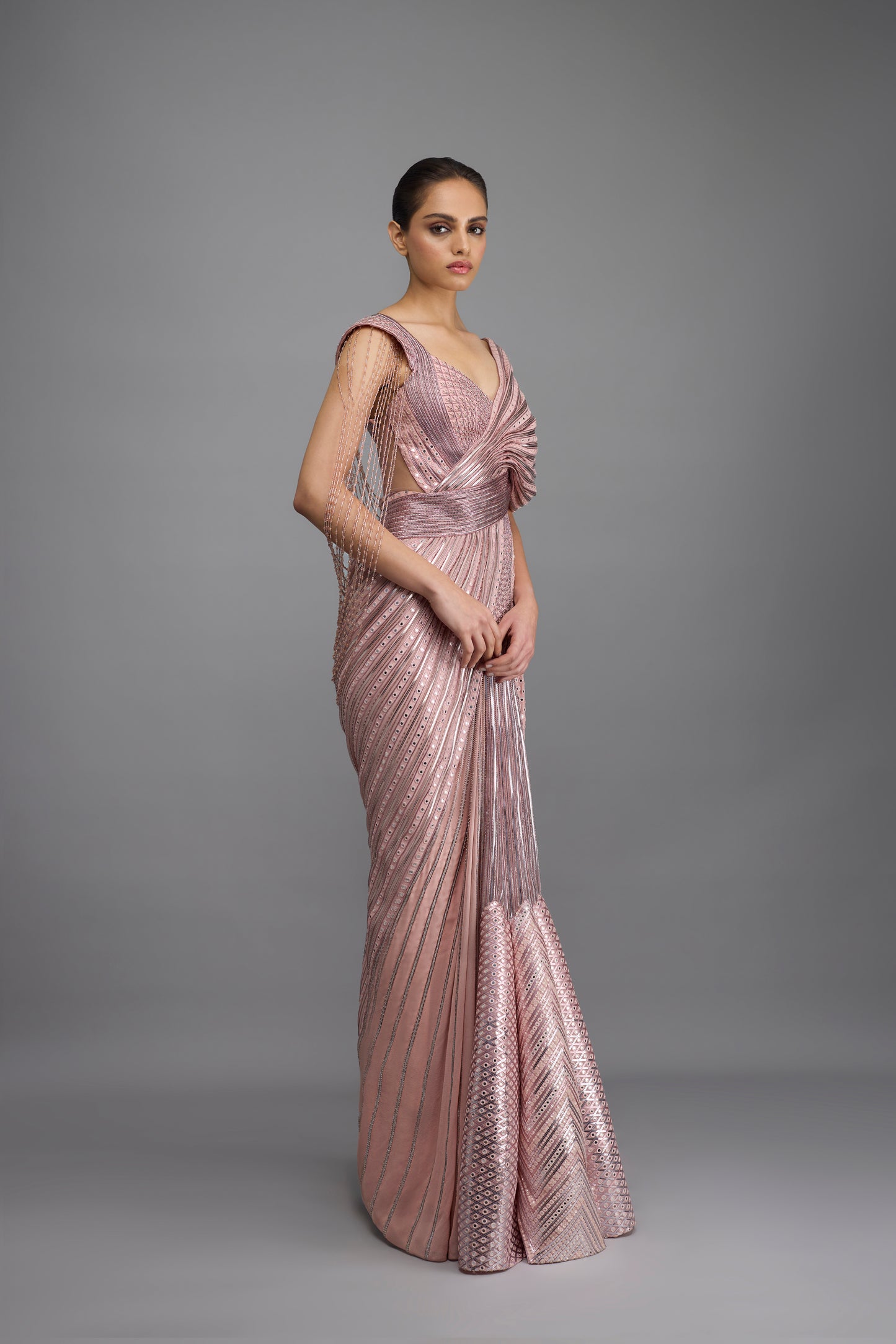 Draped Mirrorwork Saree
