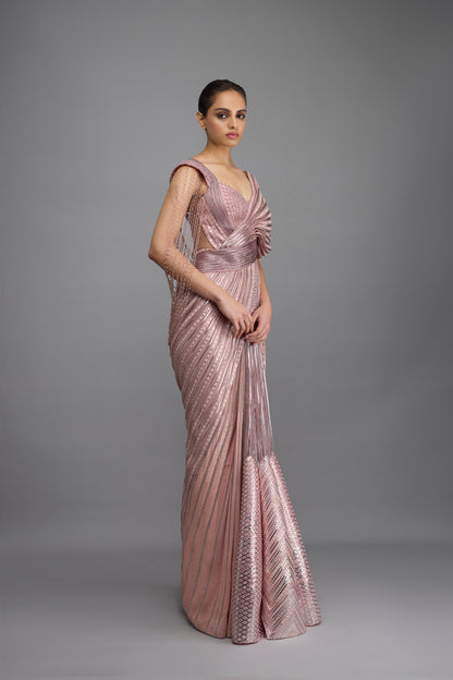 Draped Mirrorwork Saree