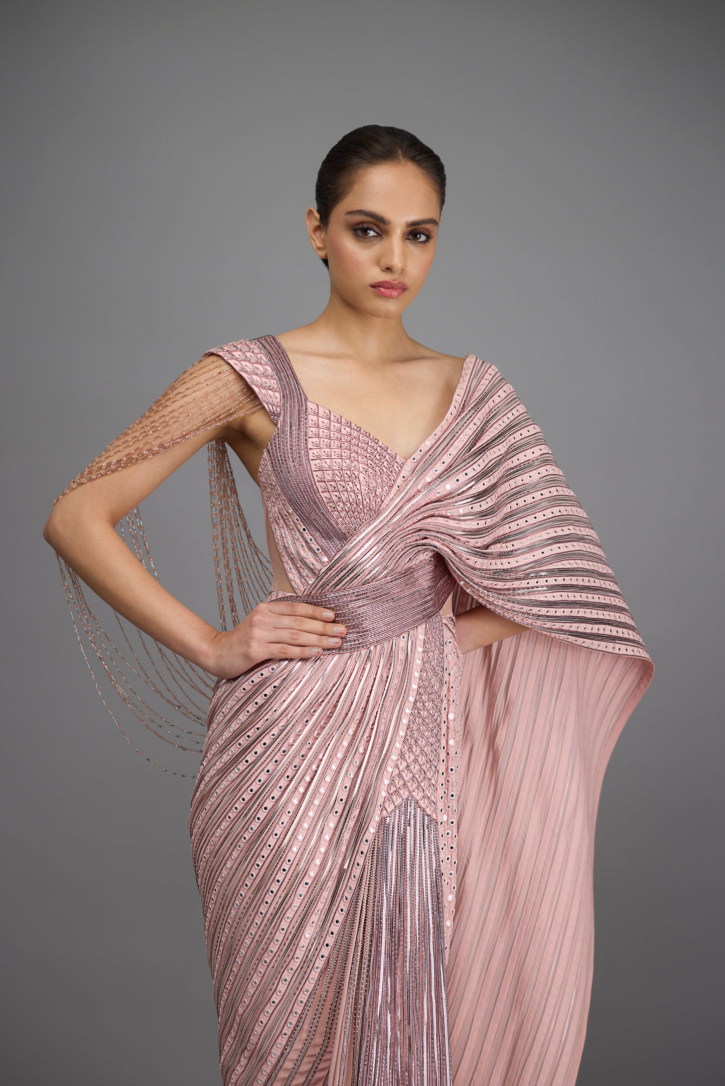 Draped Mirrorwork Saree