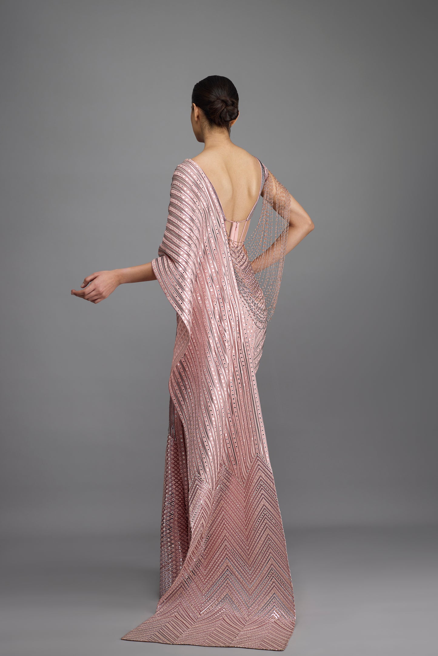 Draped Mirrorwork Saree