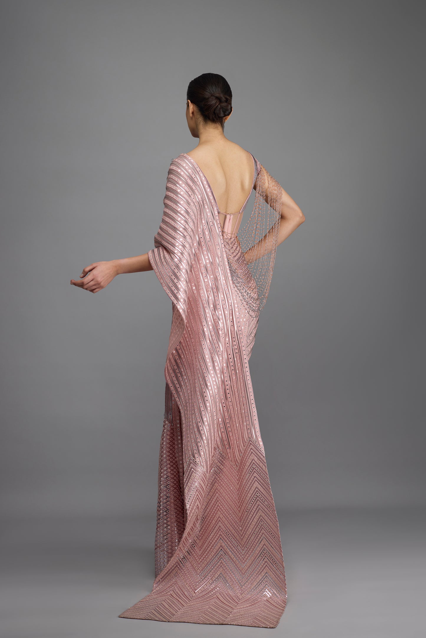 Draped Mirrorwork Saree