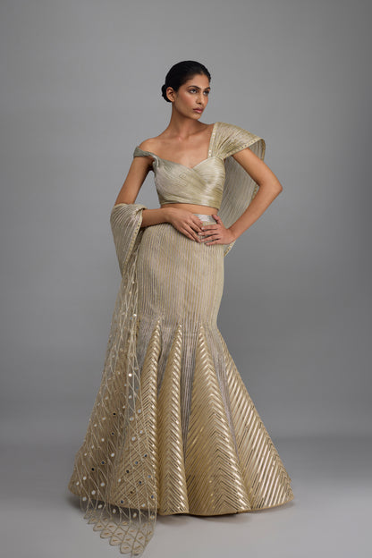 Structured Top And Drape With Fishtail Skirt
