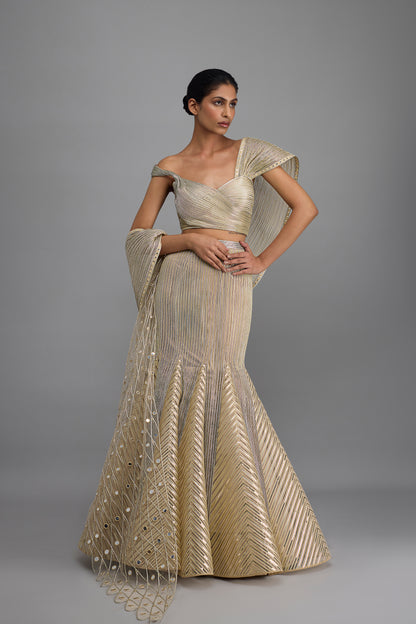 Structured Top And Drape With Fishtail Skirt