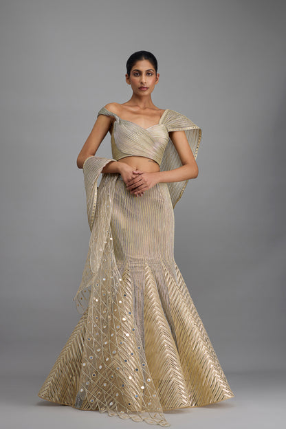 Structured Top And Drape With Fishtail Skirt