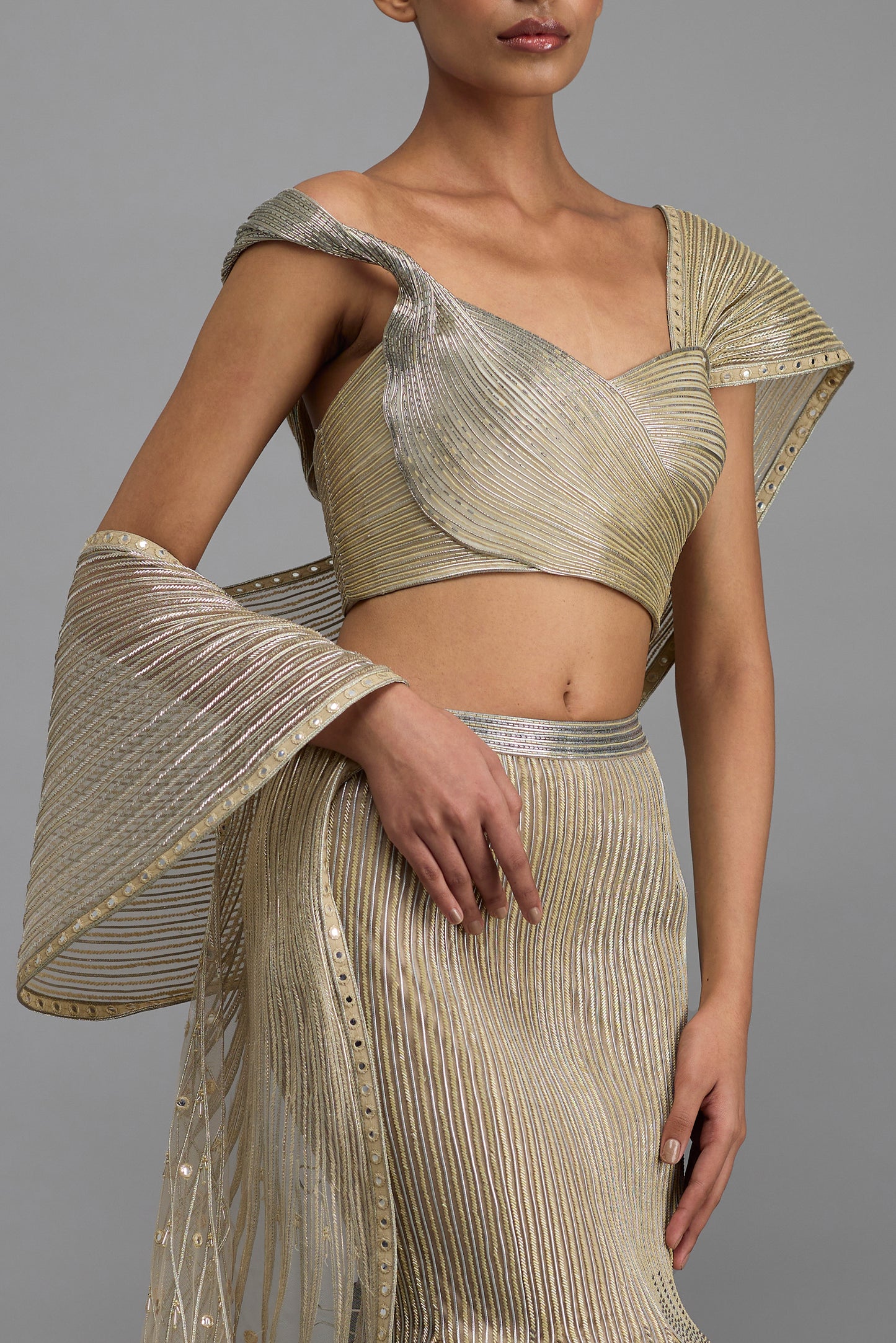 Structured Top And Drape With Fishtail Skirt