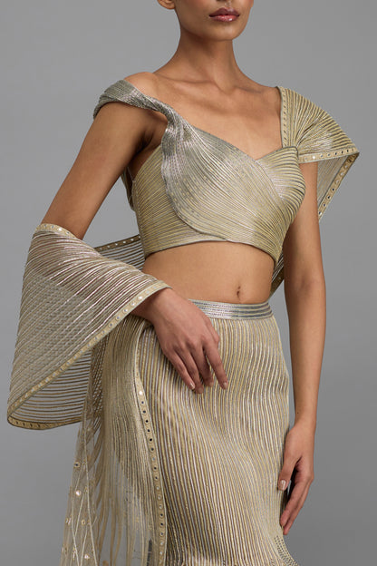 Structured Top And Drape With Fishtail Skirt