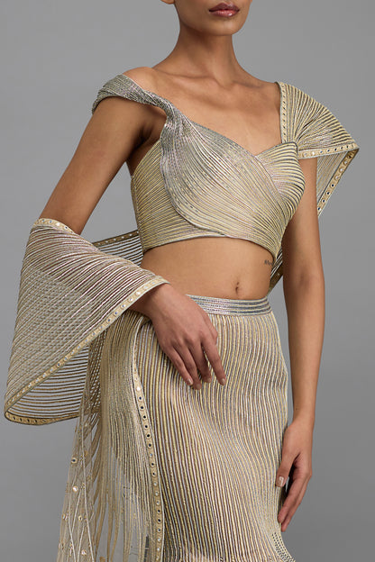Structured Top And Drape With Fishtail Skirt