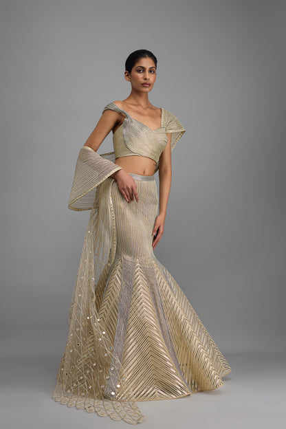 Structured Top And Drape With Fishtail Skirt