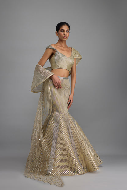 Structured Top And Drape With Fishtail Skirt